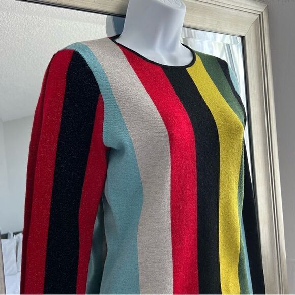 DIANE VON FURSTENBERG Rainbow Glitter Striped Color Block Striped Sweater Size S - Picture 4 of 8